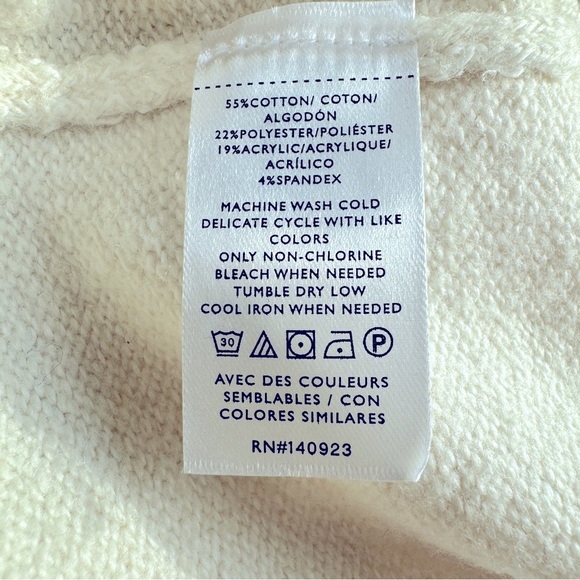 LOFT Cream Mock Neck Sweater XS Split Hem Pullover Neutral Minimalist Classic - Picture 11 of 12